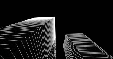 3d mimari duvar kağıdı tasarımı, dijital bina çizimi 