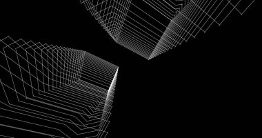 Mimari sanat konseptinde soyut çizgiler, minimum geometrik şekiller. 