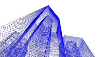 3d mimari duvar kağıdı tasarımı, dijital bina çizimi 