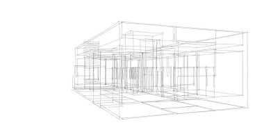 Arkaplanda mimari bina 3d illüstrasyon