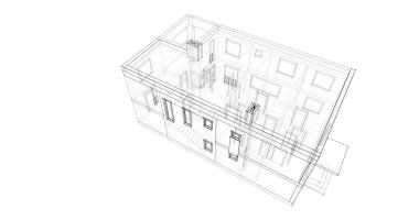 Mimari sanat konseptinde soyut çizgiler, minimum geometrik şekiller. 