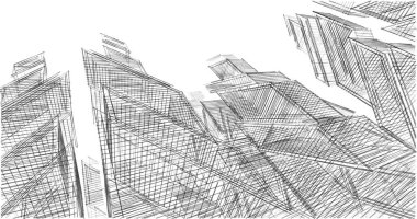 Mimari sanat konseptinde soyut çizgiler, minimum geometrik şekiller. 