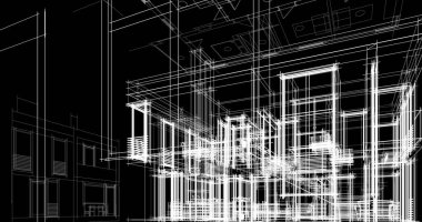 Mimari sanat konseptinde soyut çizgiler, minimum geometrik şekiller. 