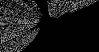 Mimari sanat konseptinde soyut çizgiler, minimum geometrik şekiller. 