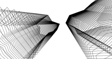Mimari sanat konseptinde soyut çizgiler, minimum geometrik şekiller. 