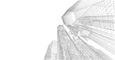 Arkaplanda mimari bina 3d illüstrasyon