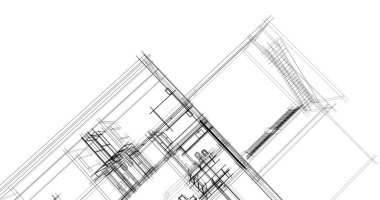 Mimari sanat konseptinde soyut çizgiler, minimum geometrik şekiller. 