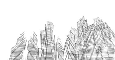 Mimari sanat konseptinde soyut çizgiler, minimum geometrik şekiller. 