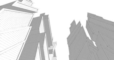 Mimari sanat konseptinde soyut çizgiler, minimum geometrik şekiller. 