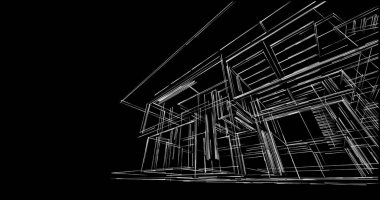 Arkaplanda mimari bina 3d illüstrasyon