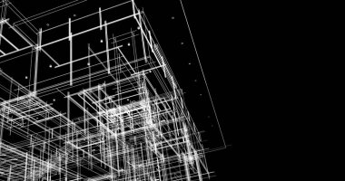 Arkaplanda mimari bina 3d illüstrasyon