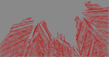 Arkaplanda mimari bina 3d illüstrasyon