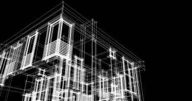 Mimari sanat konseptinde soyut çizgiler, minimum geometrik şekiller. 