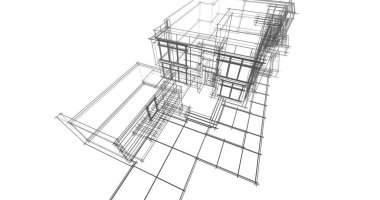 Mimari sanat konseptinde soyut çizgiler, minimum geometrik şekiller. 