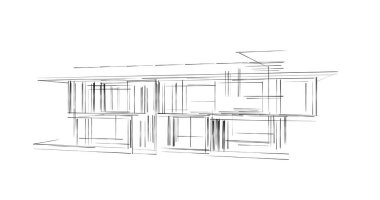 Arkaplanda mimari bina 3d illüstrasyon