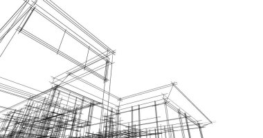 Mimari sanat konseptinde soyut çizgiler, minimum geometrik şekiller. 