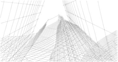 Mimari sanat konseptinde soyut çizgiler, minimum geometrik şekiller. 