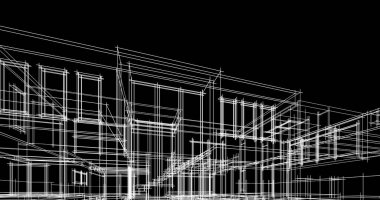 Arkaplanda mimari bina 3d illüstrasyon