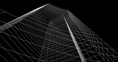 Mimari sanat konseptinde soyut çizgiler, minimum geometrik şekiller. 