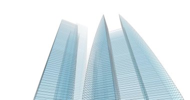 Arkaplanda mimari bina 3d illüstrasyon