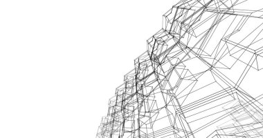 Mimari sanat konseptinde soyut çizgiler, minimum geometrik şekiller. 