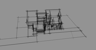 Mimari sanat konseptinde soyut çizgiler, minimum geometrik şekiller. 