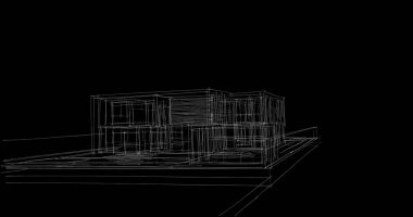 Arkaplanda mimari bina 3d illüstrasyon