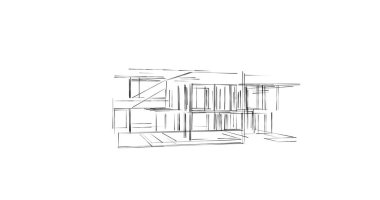 Mimari sanat konseptinde soyut çizgiler, minimum geometrik şekiller. 