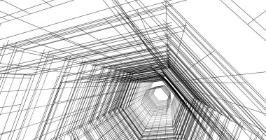 Arkaplanda mimari bina 3d illüstrasyon