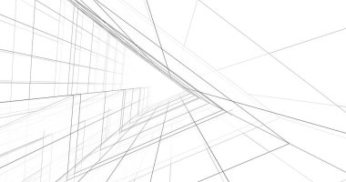 Arkaplanda mimari bina 3d illüstrasyon