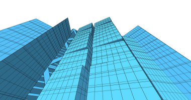 Arkaplanda mimari bina 3d illüstrasyon