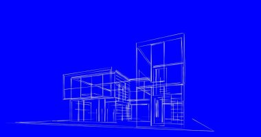 Arkaplanda mimari bina 3d illüstrasyon