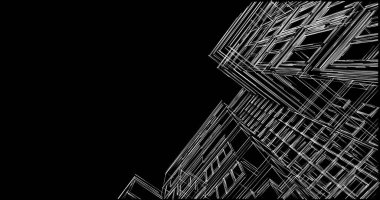 Mimari sanat konseptinde soyut çizgiler, minimum geometrik şekiller. 