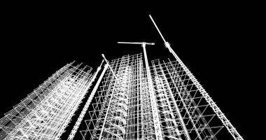 Mimari sanat konseptinde soyut çizgiler, minimum geometrik şekiller. 