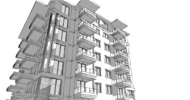 soyut mimari duvar kağıdı tasarımı, dijital konsept arkaplan