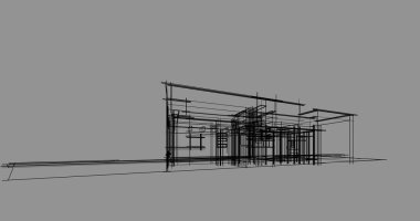 Mimari sanat konseptinde soyut çizgiler, minimum geometrik şekiller. 