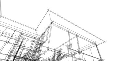 Mimari sanat konseptinde soyut çizgiler, minimum geometrik şekiller. 