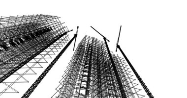 Mimari sanat konseptinde soyut çizgiler, minimum geometrik şekiller. 