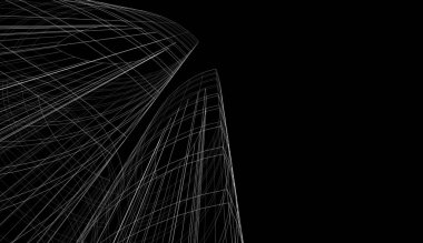 Arkaplanda mimari bina 3d illüstrasyon