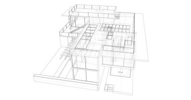 Arkaplanda mimari bina 3d illüstrasyon