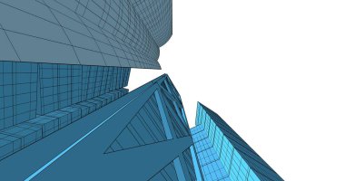 Arkaplanda mimari bina 3d illüstrasyon