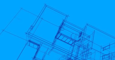 Mimari sanat konseptinde soyut çizgiler, minimum geometrik şekiller. 