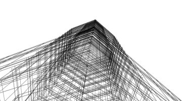 Arkaplanda mimari bina 3d illüstrasyon