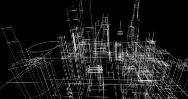 Arkaplanda mimari bina 3d illüstrasyon