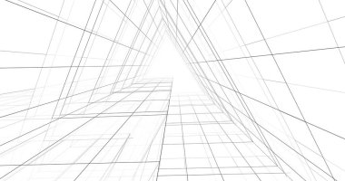 Arkaplanda mimari bina 3d illüstrasyon