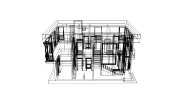 Mimari sanat konseptinde soyut çizgiler, minimum geometrik şekiller. 