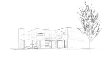 Mimari sanat konseptinde soyut çizgiler, minimum geometrik şekiller. 