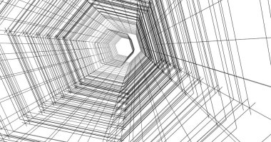 Arkaplanda mimari bina 3d illüstrasyon