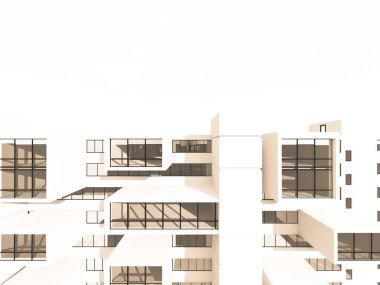 Arkaplanda mimari bina 3d illüstrasyon