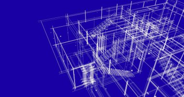 Arkaplanda mimari bina 3d illüstrasyon